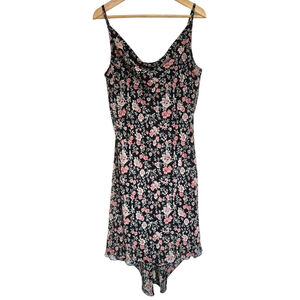 Y2K Capucino floral cowl neck slip dress‎ high low hem